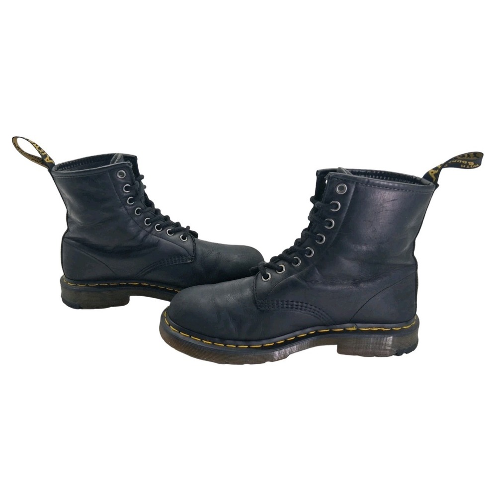 Dr Martens Boots Mens 8 Womens 9 Black Leather Combat Non Slip Ankle Casual Boot - Picture 13 of 13